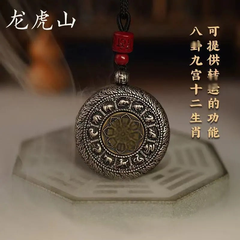 Authentic Lushan Cinnabar Mirror & Mountain Ghost Coin • Bagua Copper Pendant • Retro Taoist Amulet for Men & Women
